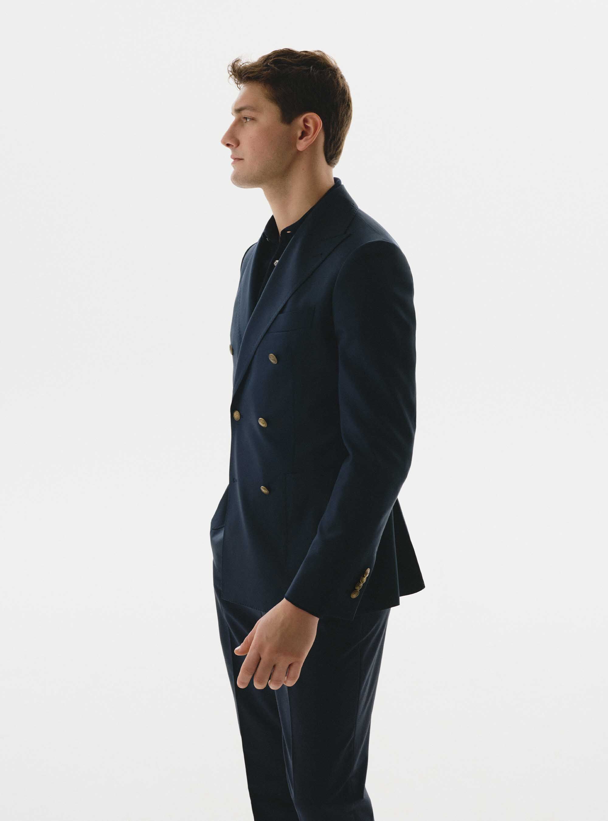 Double-breasted metal button in pure wool by Vitale Barberis Canonico